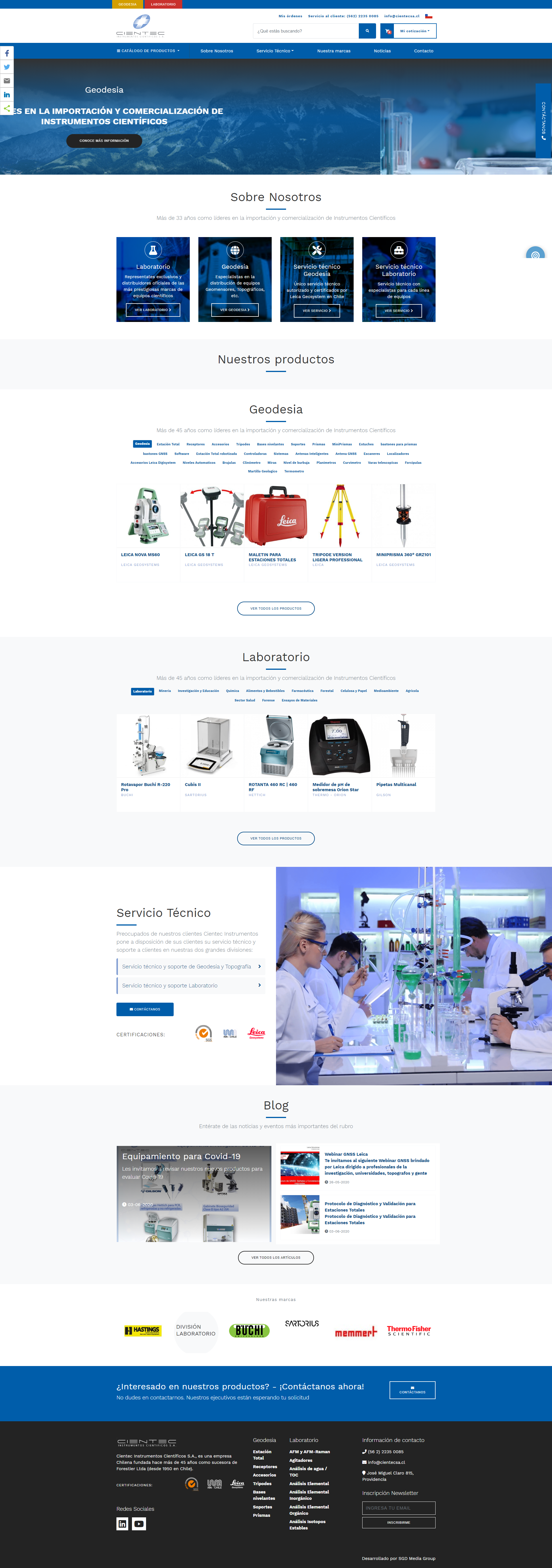 Sitio web B2B para Cientec Instrumentos