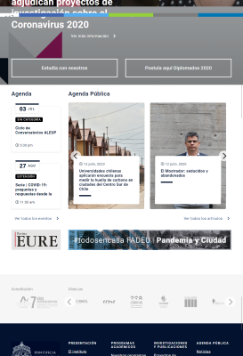Sitio web IEUT Universidad Cátolica de Chile
