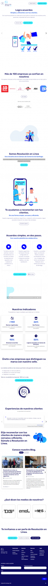 Sitio web Resolución en Línea (Cámara de Comercio de Santiago)