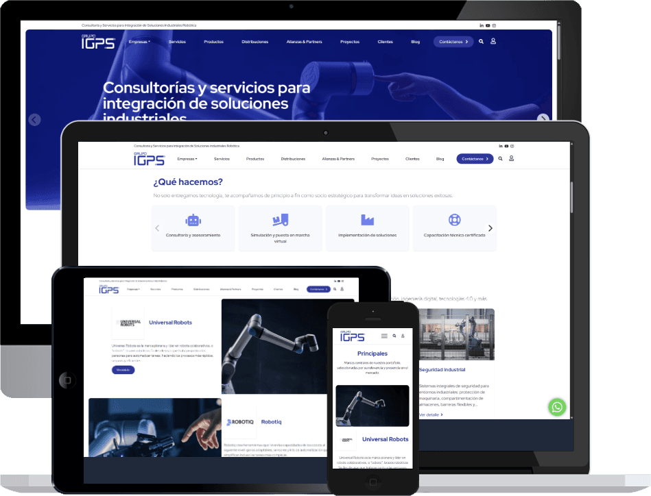 IGPS - sitio web B2B de robótica colaborativa