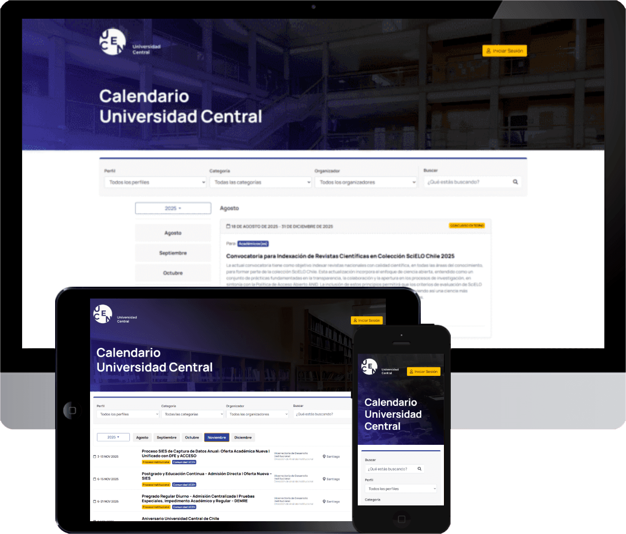 Sitio web Calendario UCEN - Universidad Central